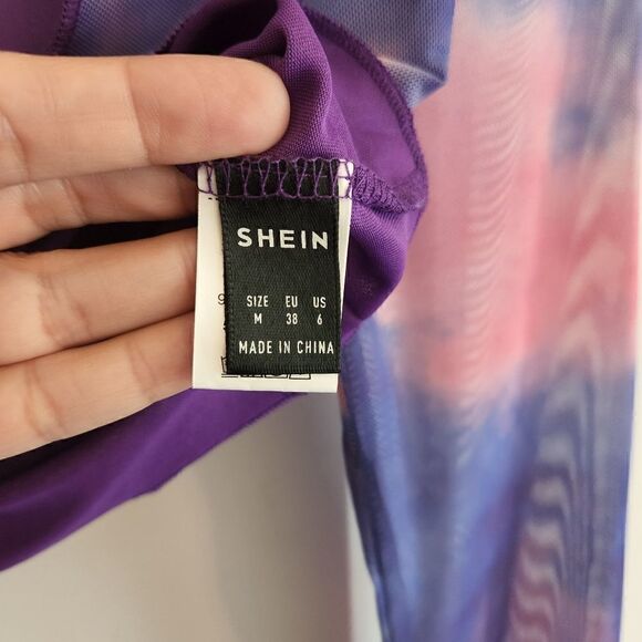 SHEIN Two Piece Pink and Purple Tie Dye Crop Top and Skirt Set - Picture 6 of 8